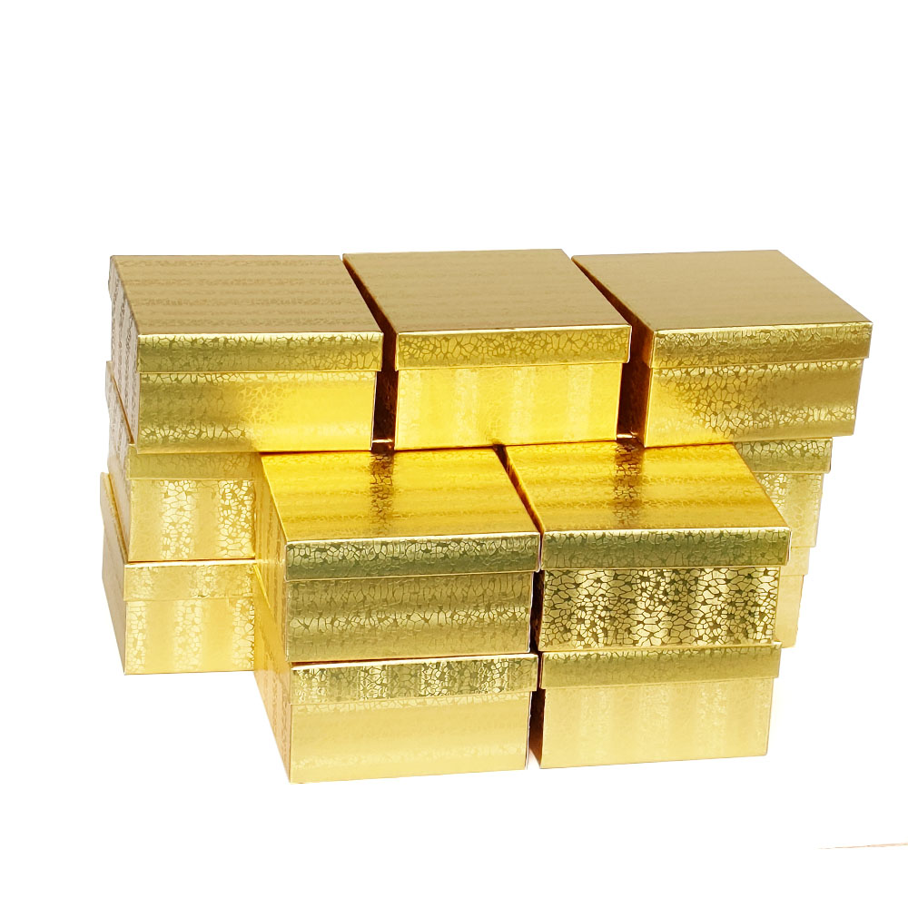 #34 Gold Solid Top Cotton Filled Jewelry Box-