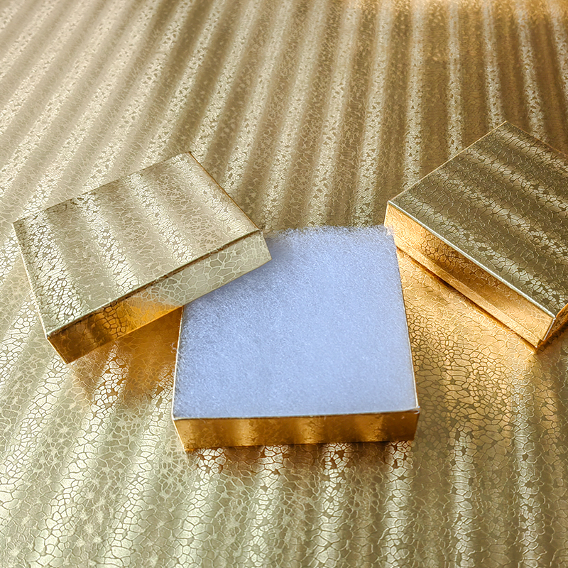 #33 Gold Linen Textured Two-Piece Jewelry Boxes